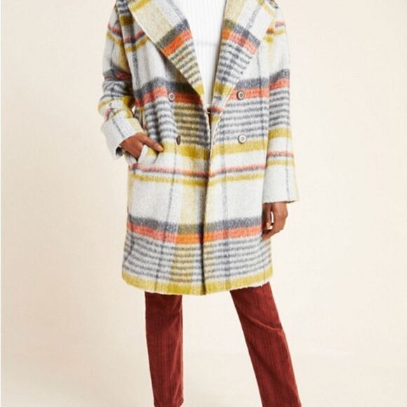 EVA FRANCO FOR ANTHROPOLOGIE CAMILLE FAUX FUR COAT IN GREY MULTI XL NEW - Picture 8 of 8